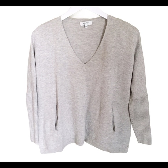 ARITZIA BABATON Baylor Sweater With Long Sleeves and V Cut Grey Size XXS-Small - Picture 5 of 12